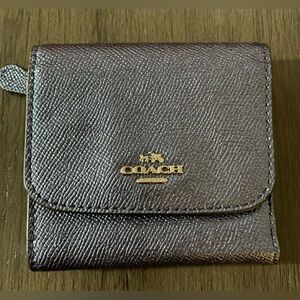Coach metallic blue pebbled wallet